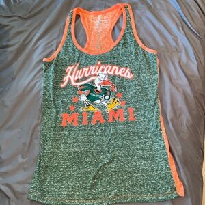 Miami hurricanes, two-tone, razorback, tank top size medium